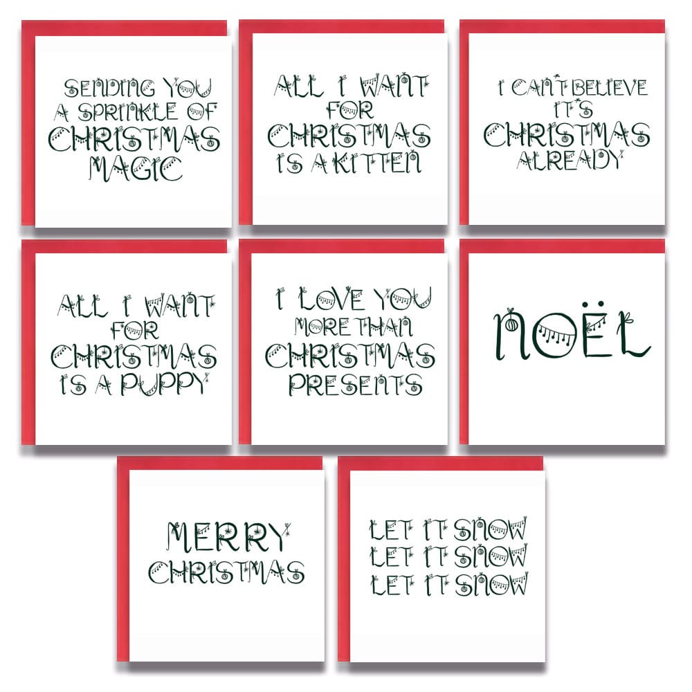 words christmas card set